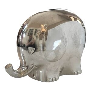 Shiny Silver Money Bank Elephant Bank Vintage Rare Coins Collector Souvenir